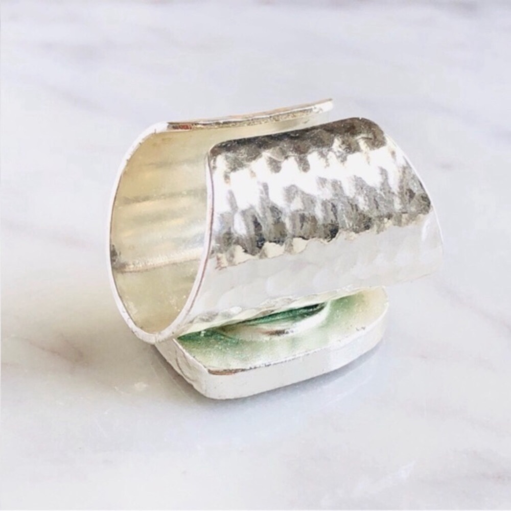 Apatite Statement Silver Cuff Ring - image 6